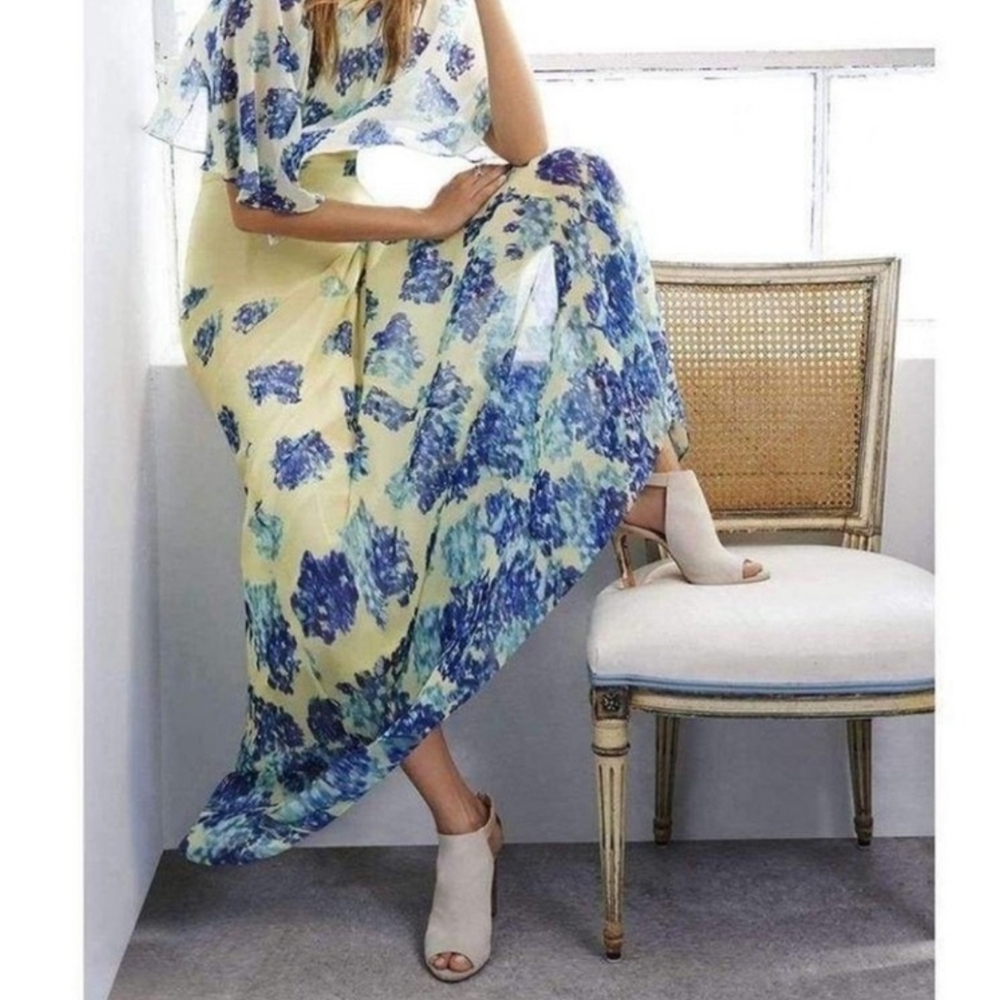 BCBGMaxAzria Yellow and Blue Floral Maxi Dress Make An Offer!!!